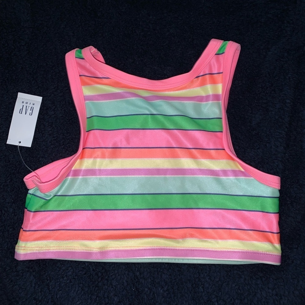 Girls GAP pink striped swimsuit top - Picture 4 of 5